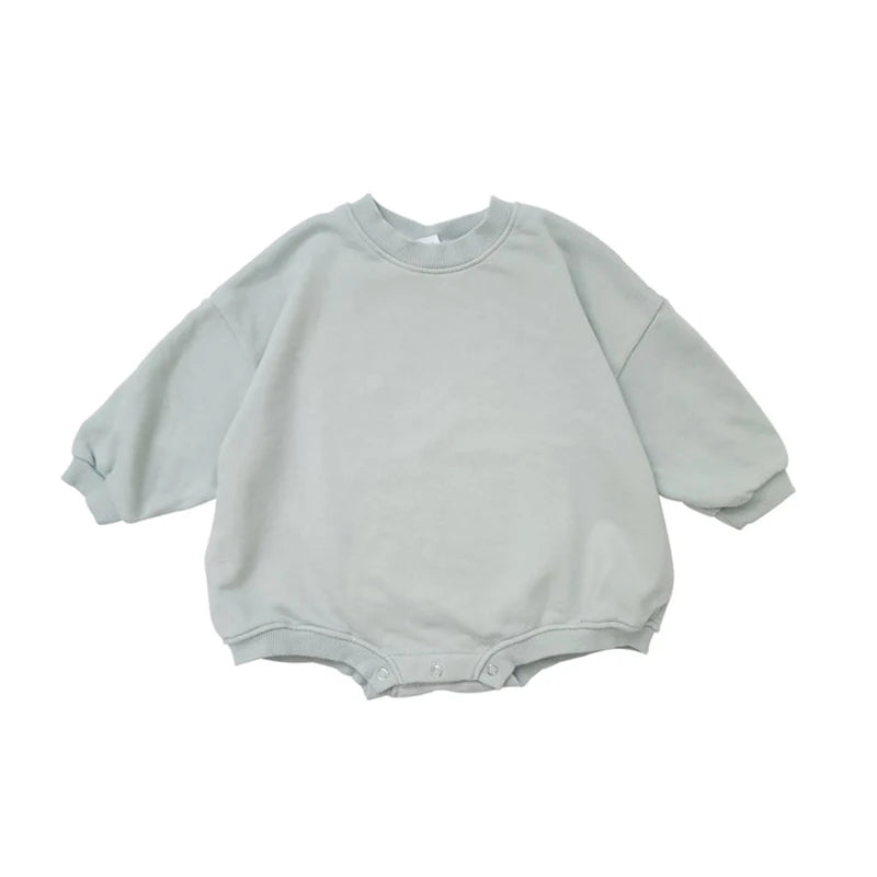 Detail of O-neck collar on Oversized Basic Sweatshirt Bodysuit