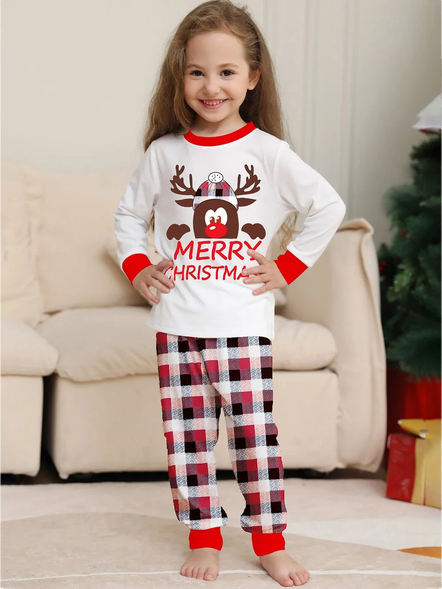 Reindeer Face & Tartan Family Christmas Pajamas