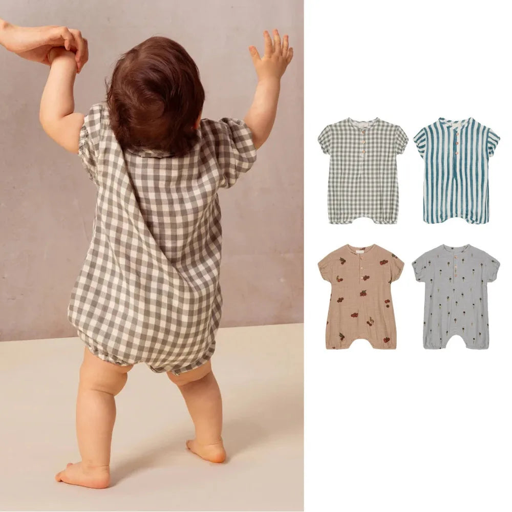 Triangle Neck Cotton Romper in multiple colors for babies