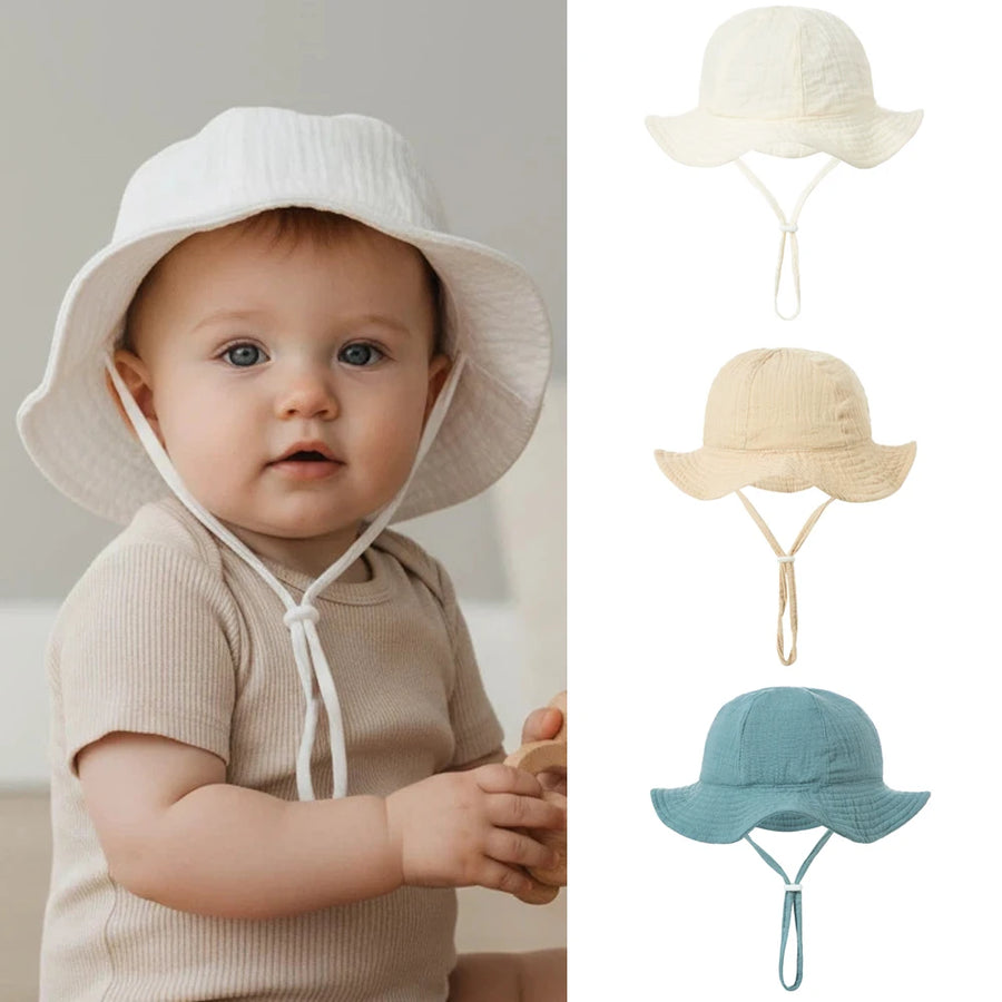 Adjustable Cotton Baby Bucket Hat for Babies and Toddlers