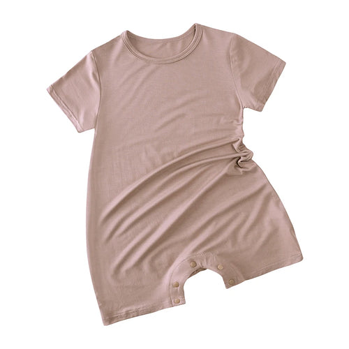 Short Sleeve Shortie Romper - Taupe front product view