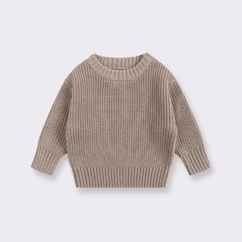 Soft Knit Cotton Sweater - Taupe front product view