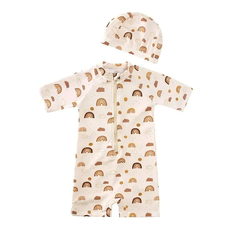 Sunlit Swim Romper - Rainbows, product view 2