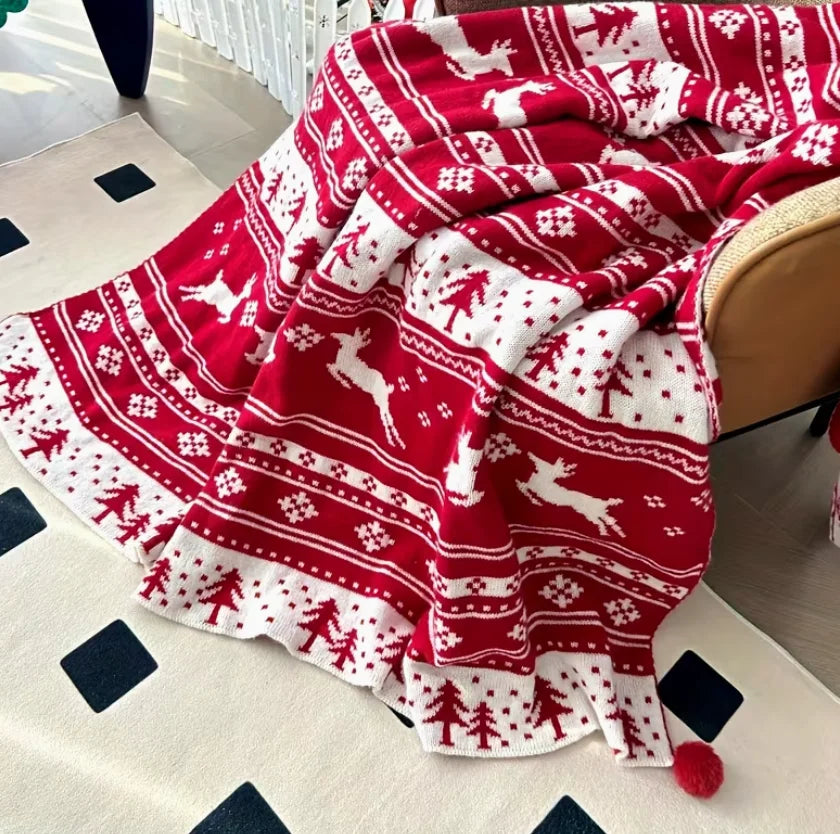 Red Nordic Stripe Throw Blanket