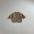 Plaid long sleeve cotton coat for baby and toddler close-up detail