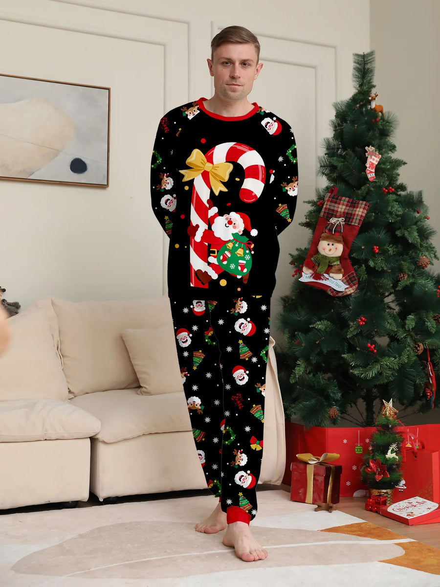 Candy Cane Print Family Christmas Pajamas