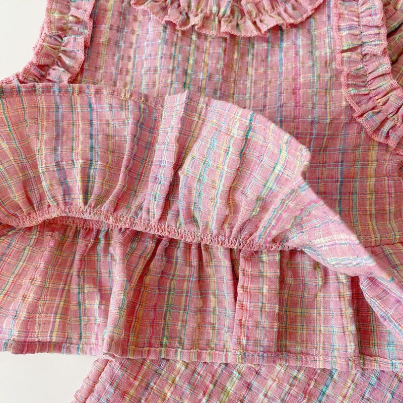 Blush Gingham Baby Set - Shorts