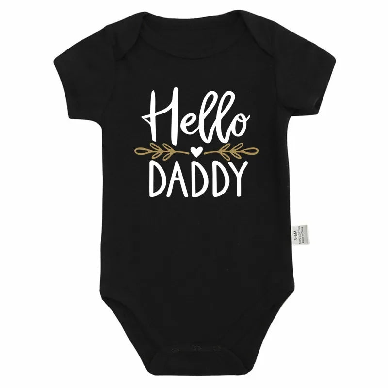 Hello Daddy Baby Announcement Romper side view