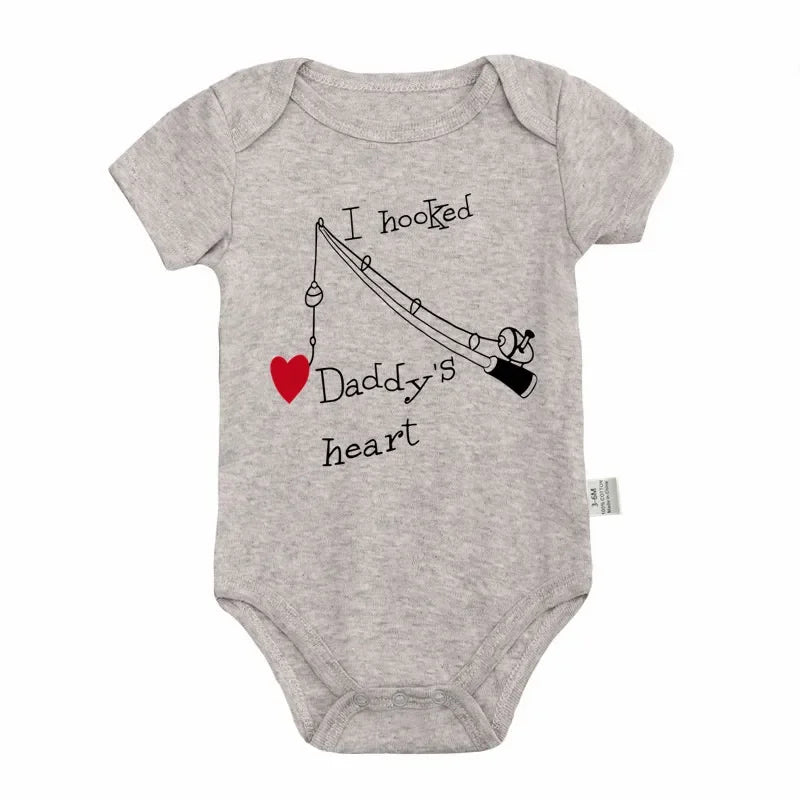 Back View of Baby Romper with Daddy's Heart Print