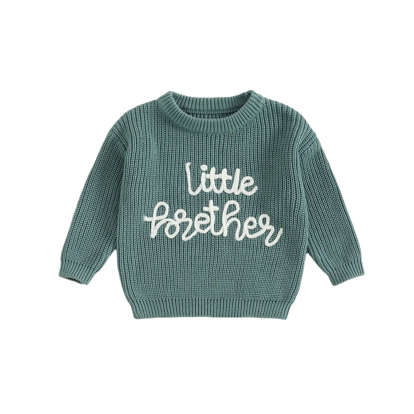 Baby boy wearing autumn winter letter embroidery knit sweater