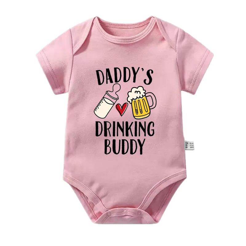 Soft Cotton Baby Romper Featuring Daddy's Buddy Print