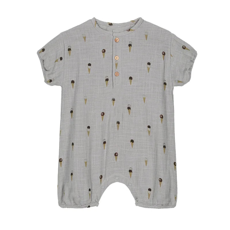 Baby wearing soft cotton romper outdoors