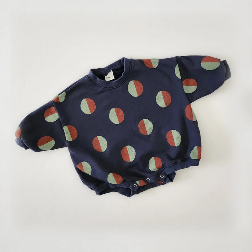 Balloon Print Sweatshirt Romper