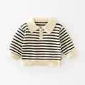 Baby wearing classical striped knitwear sweater cardigan