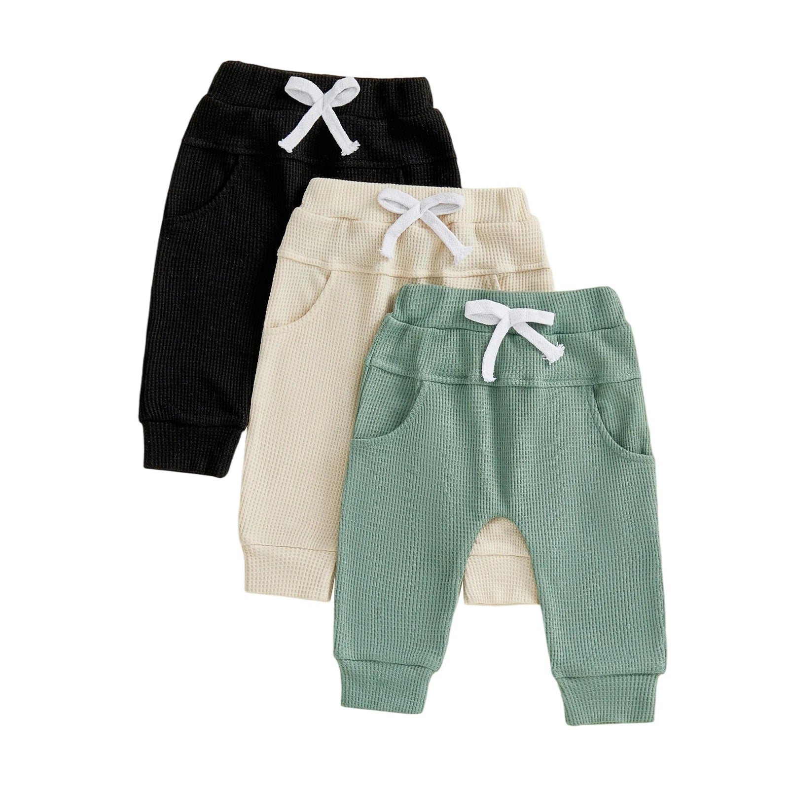 Elastic Waist Solid Color Baby Pants