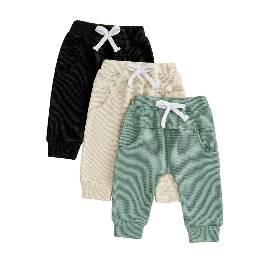 Elastic Waist Solid Color Baby Pants