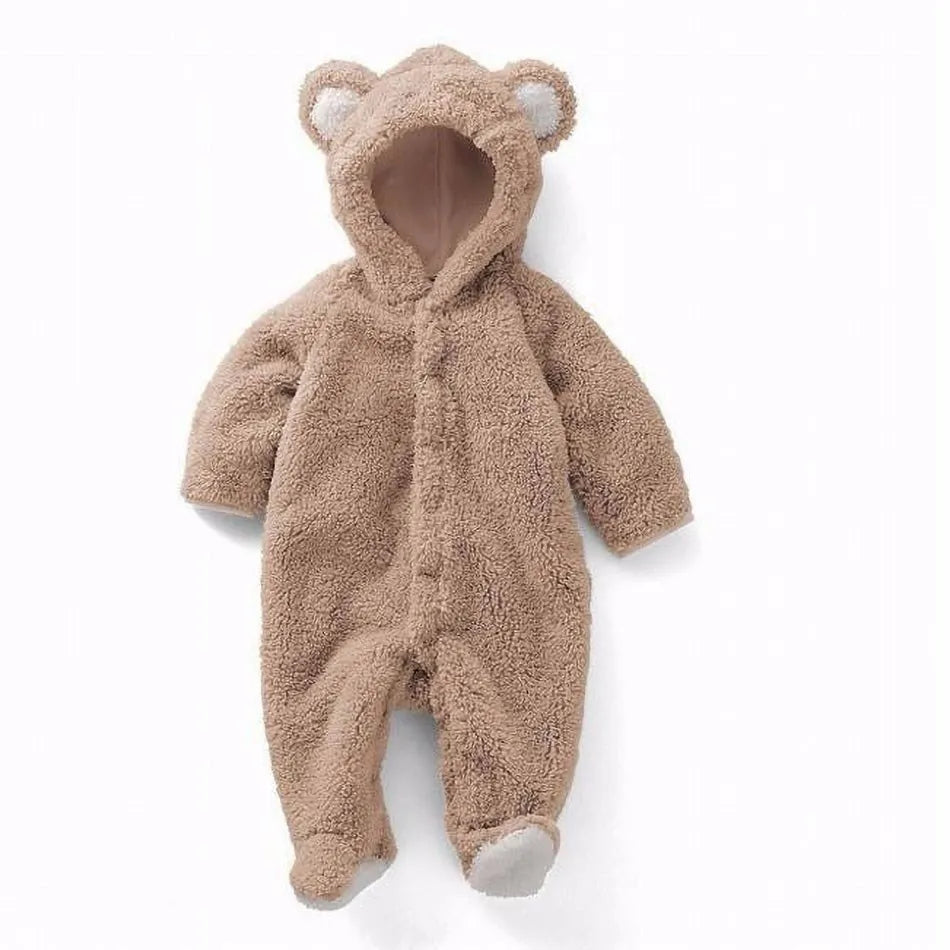 Brown Bear Fleece Animal Hooded Baby Romper Costume