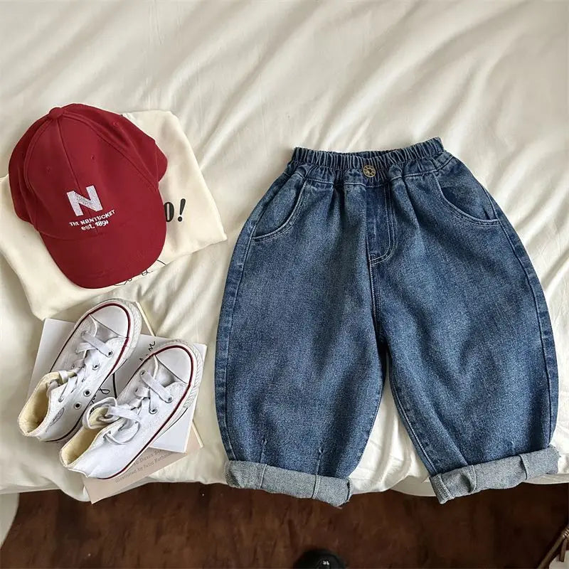 Blue Loose Fit Denim Pants for Children