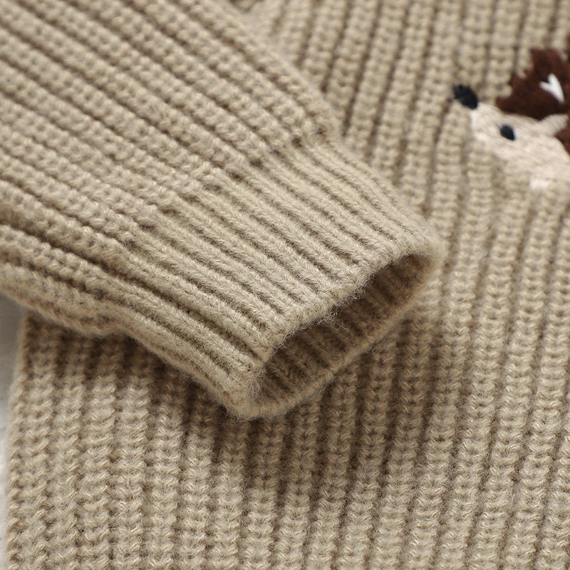 Front View of Cartoon Hedgehog Knit Sweater