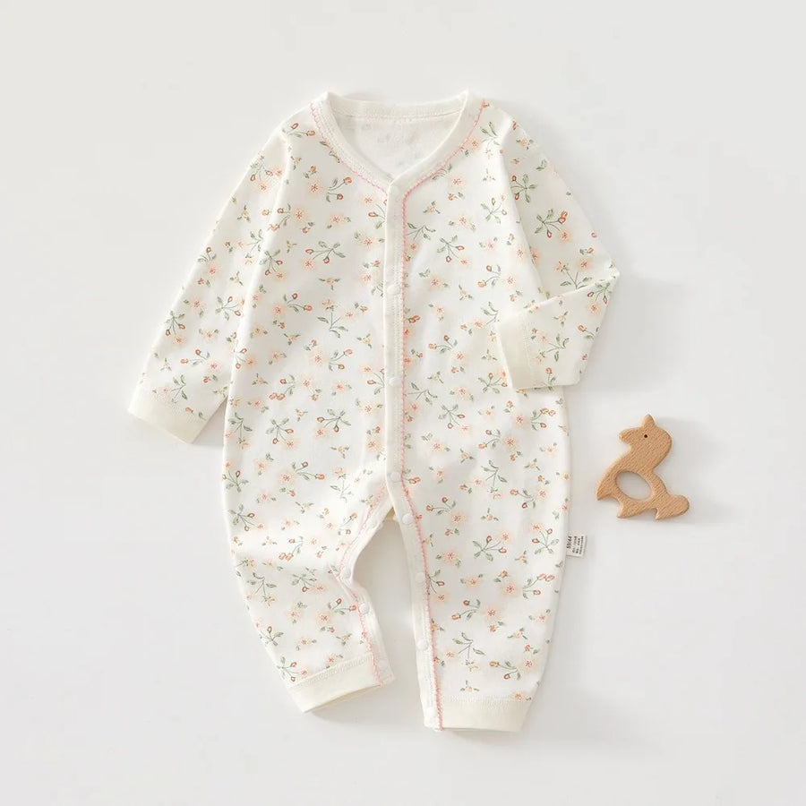 Charming Baby Romper for Spring & Fall, Soft Pure Cotton Onesie, Princess & Prince Style, Perfect Crawling Suit.
