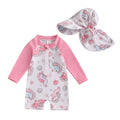 Floral Zip-Up Swimwear Set with Hat for Toddlers