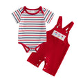 Patriotic Ribbed Romper Set - Red