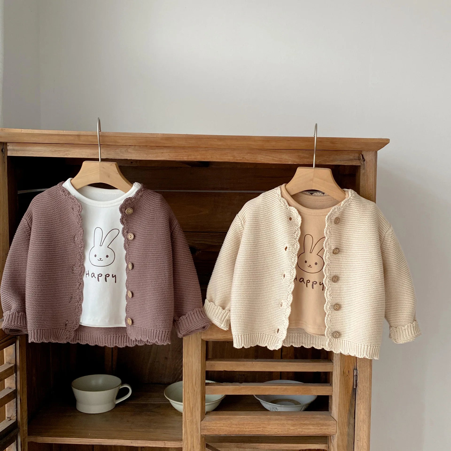 Close-up of button closure on Autumn Long Sleeve Knitted Cardigan Sweater