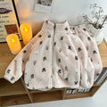 Kids warm fleece hooded sweatshirt and pants set detail view