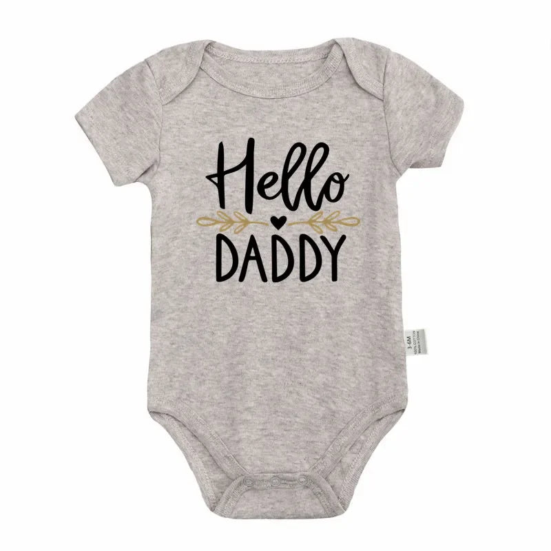 Hello Daddy Baby Announcement Romper folded view