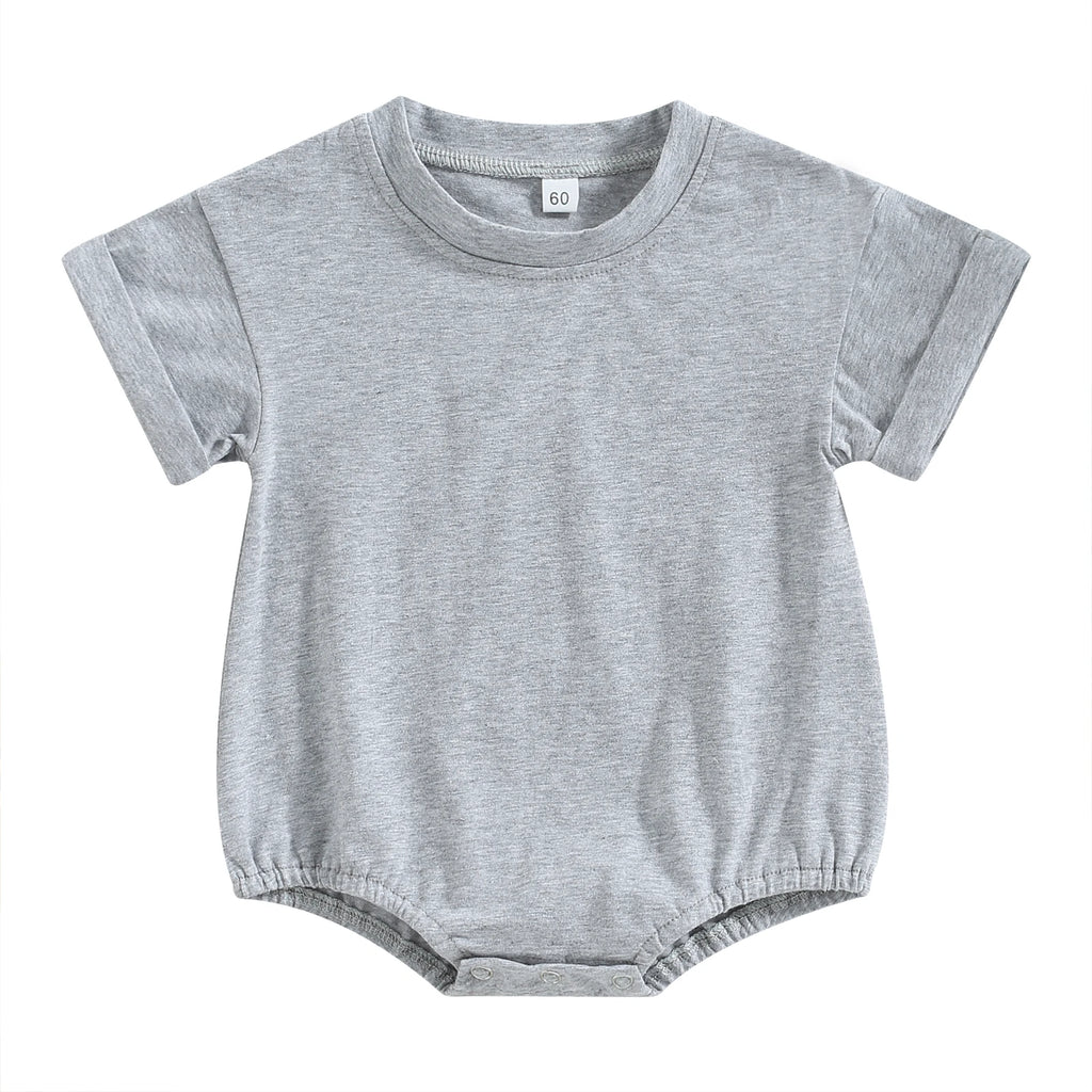 Short Sleeve Solid Color Infant Bodysuit Jumpsuit