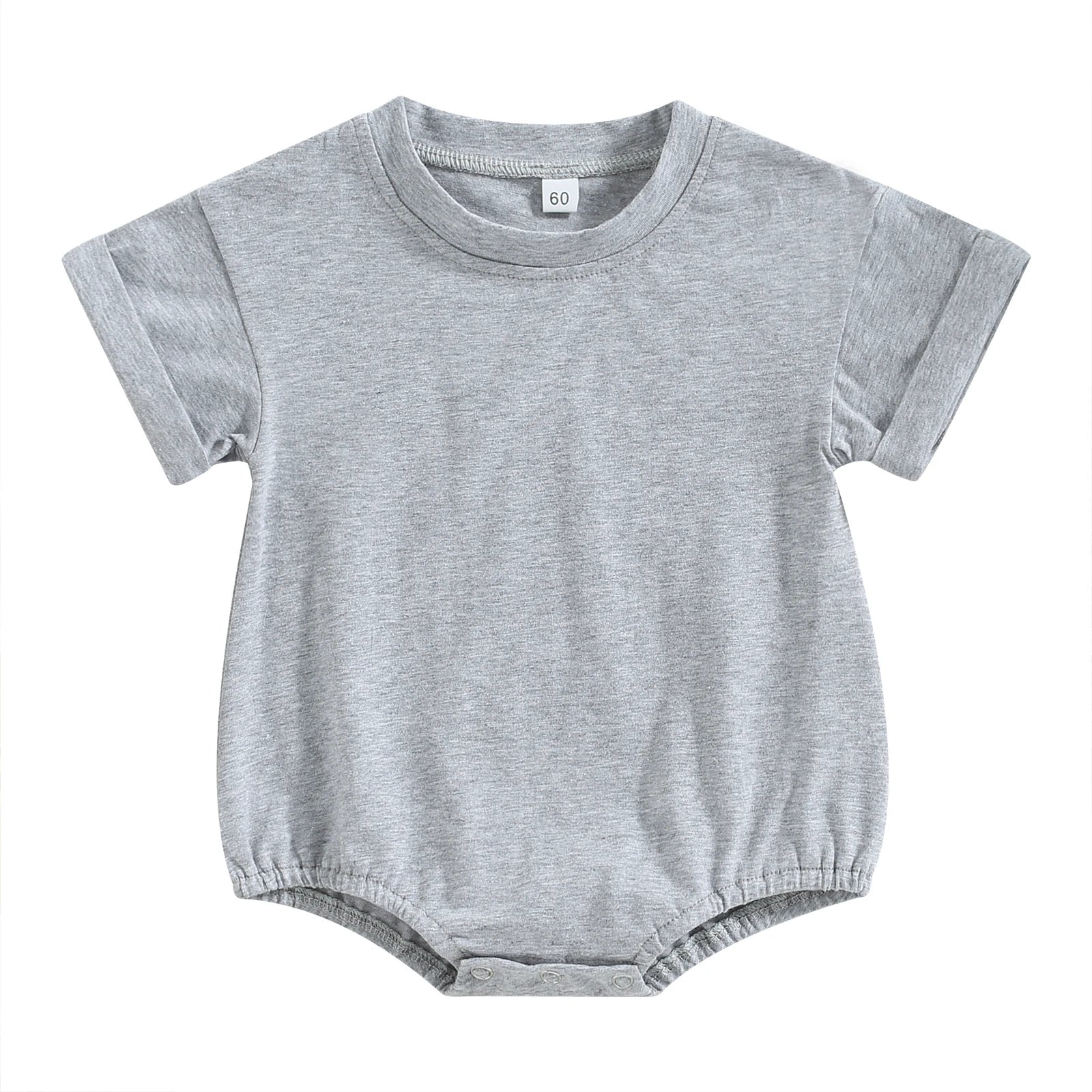 Short Sleeve Solid Color Infant Bodysuit Jumpsuit