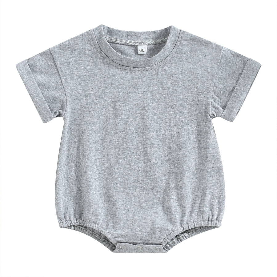 Short Sleeve Solid Color Infant Bodysuit Jumpsuit
