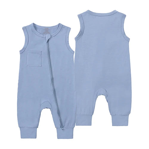 Essentials Summer Baby Romper Clothes Bamboo Fiber Jumpsuit Sleeveless Onesies Pajamas Solid Bodysuit For