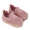 Pink knit slip-on baby first walkers