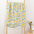 HappyFlute Bamboo Cotton Muslin Swaddle Blanket – Soft Multi-Use Baby Wrap, Printed, 120 x 110 cm / 47.2 x 43.3 in - Lemons