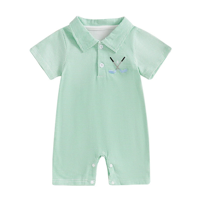 Fairway Stripe Polo Romper, product view 7