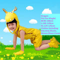 Child wearing yellow dragon costume set with hood, vest, shorts, gloves, and shoe covers