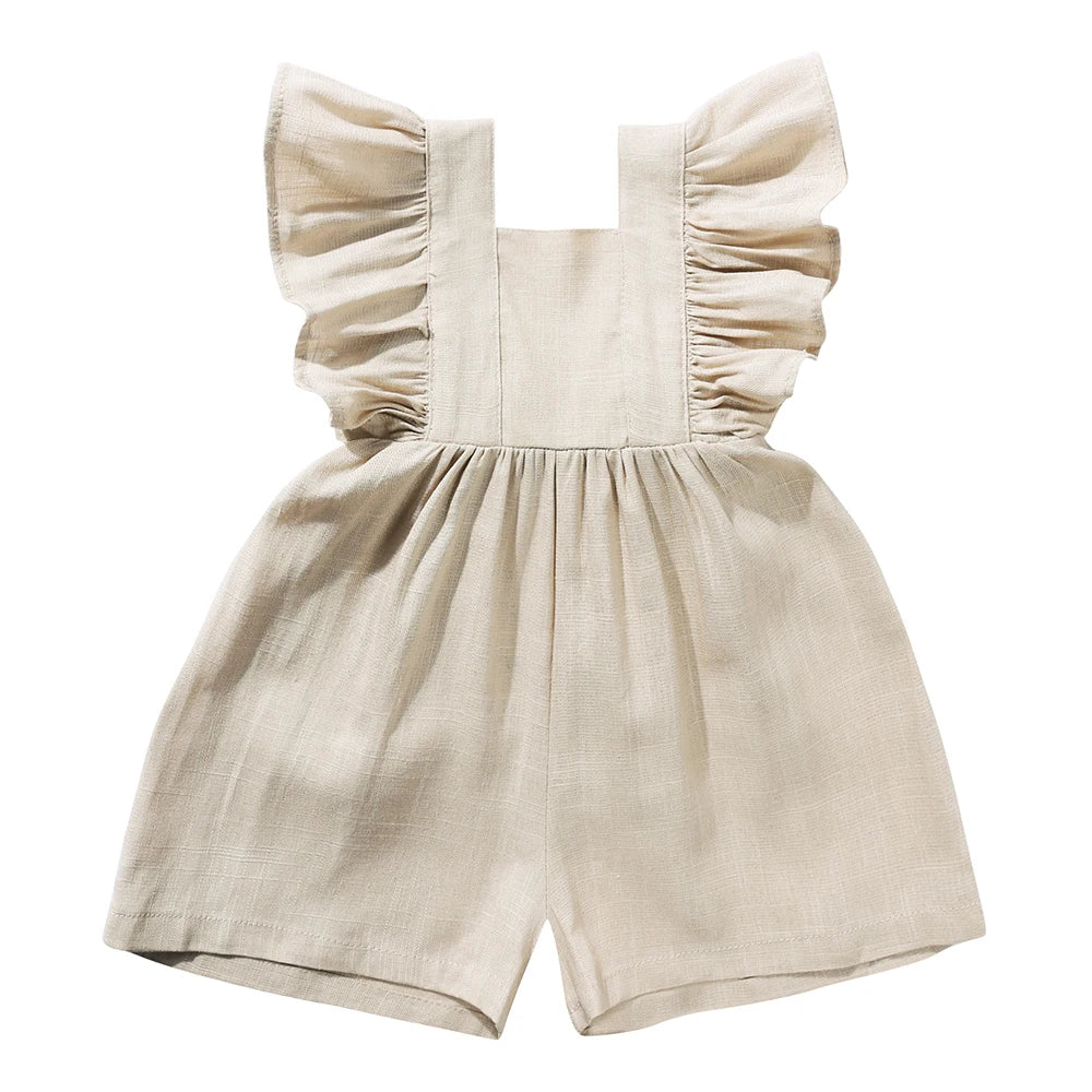 Camille Flutter Romper - Beige, product view