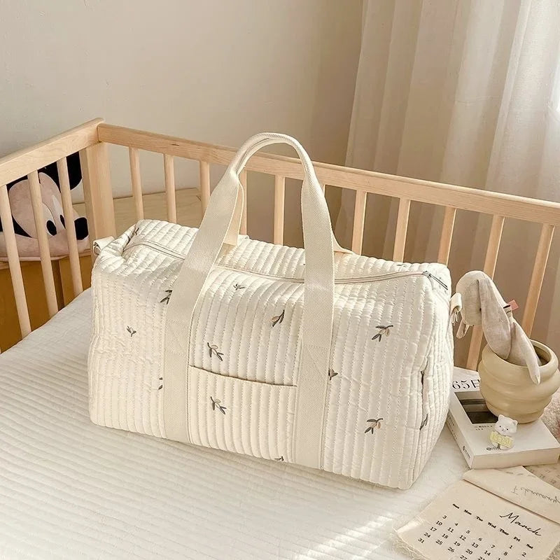 Large Capacity Mommy Tote Bag with multiple compartments and adjustable straps