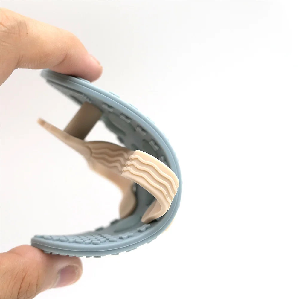 Silicone flip-flop teether for baby soothing gums