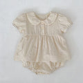 Embroidered cotton princess dress and romper set for girls