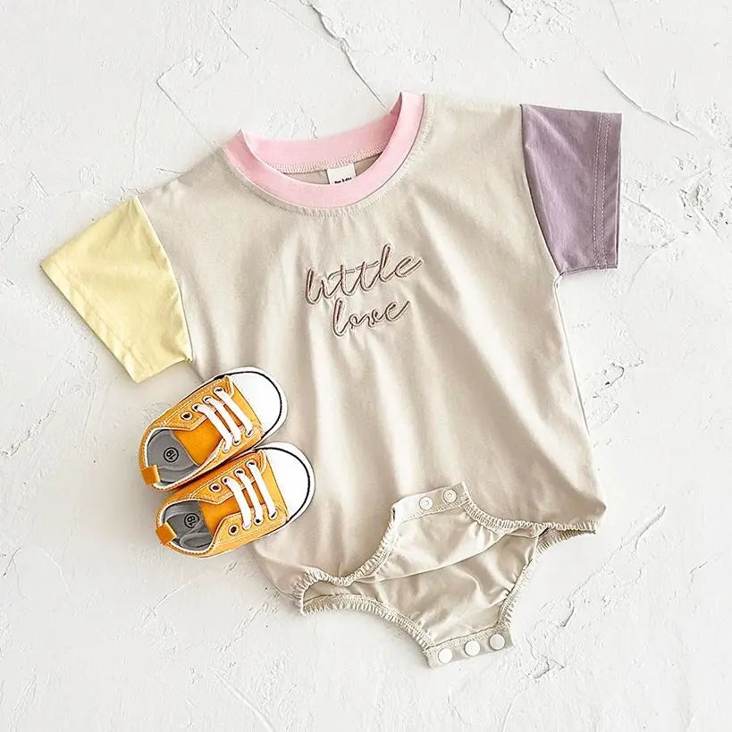 Casual Embroidered Button-Up Baby Romper