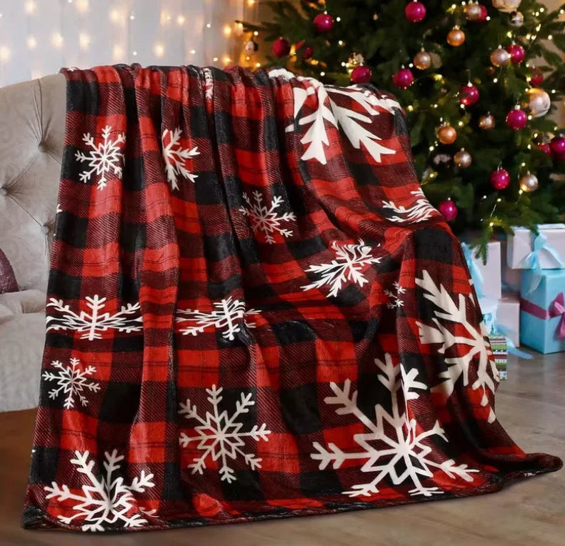 Buffalo Plaid Snowflake Throw Blanket