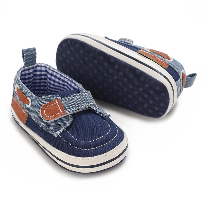 Navy hook-and-loop canvas baby first walkers