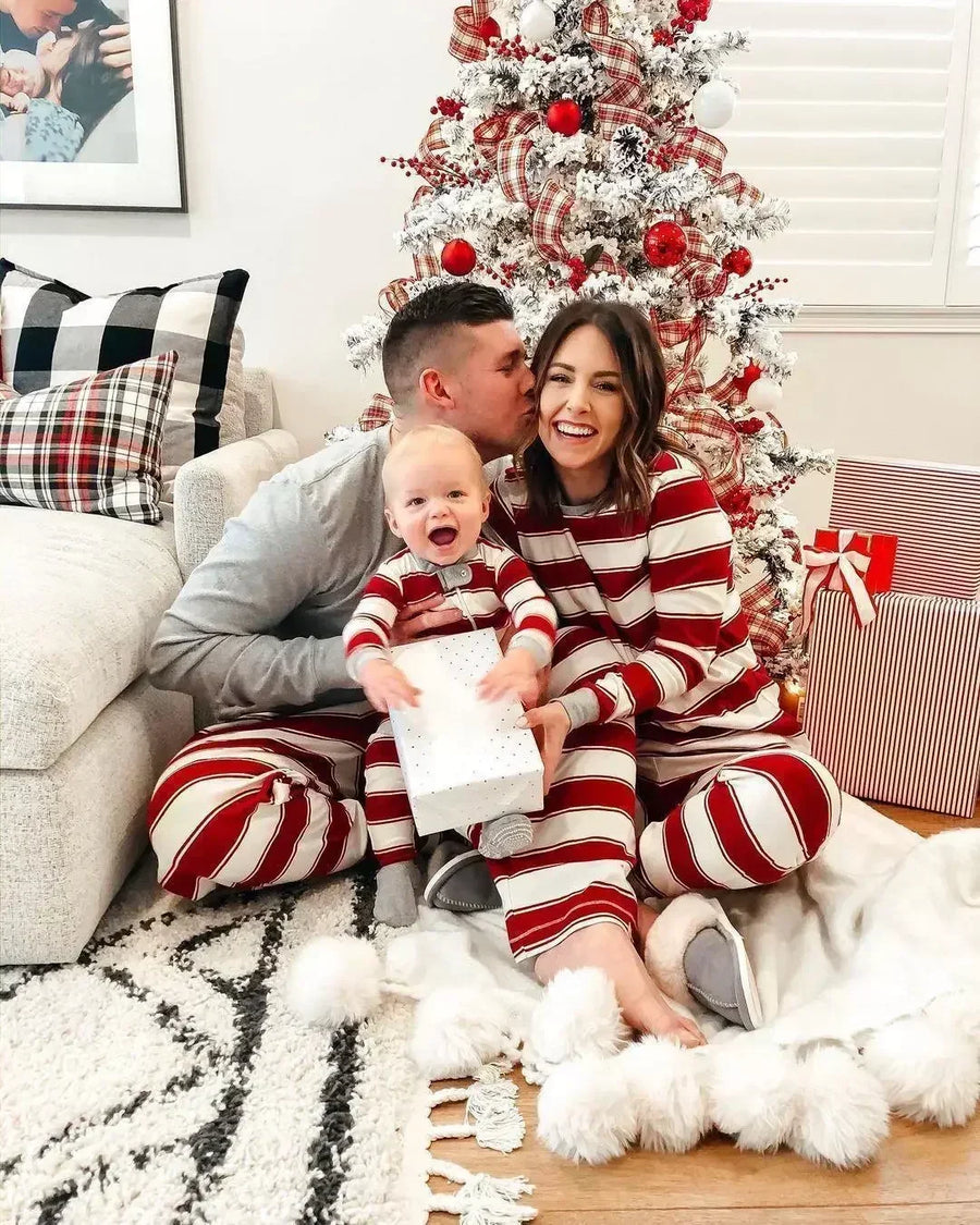 Cranberry Stripe Family Pajamas