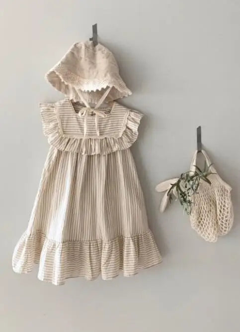 Family matching vintage romper dress set with ruffles and lace for girls