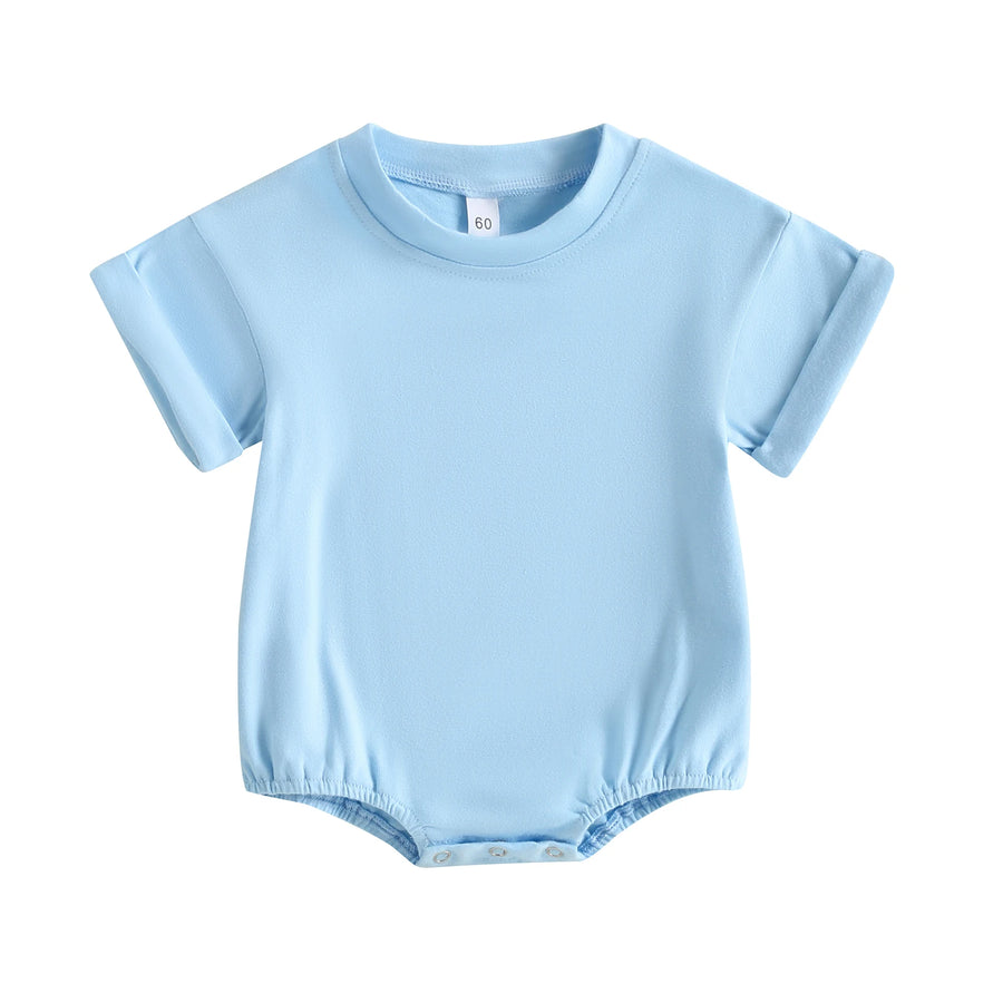 Short Sleeve Solid Color Infant Bodysuit Jumpsuit