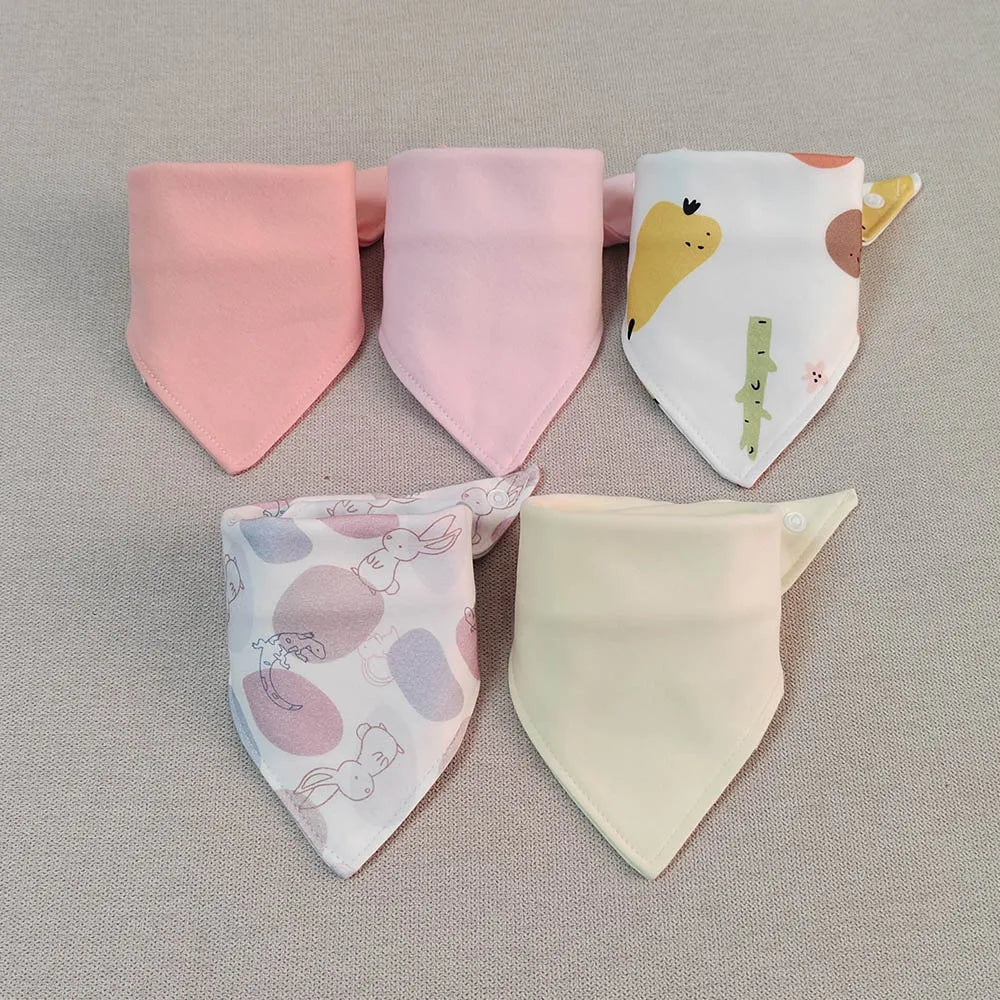 5-Pack Cotton Baby Bib Set - Pastel Bunny Set