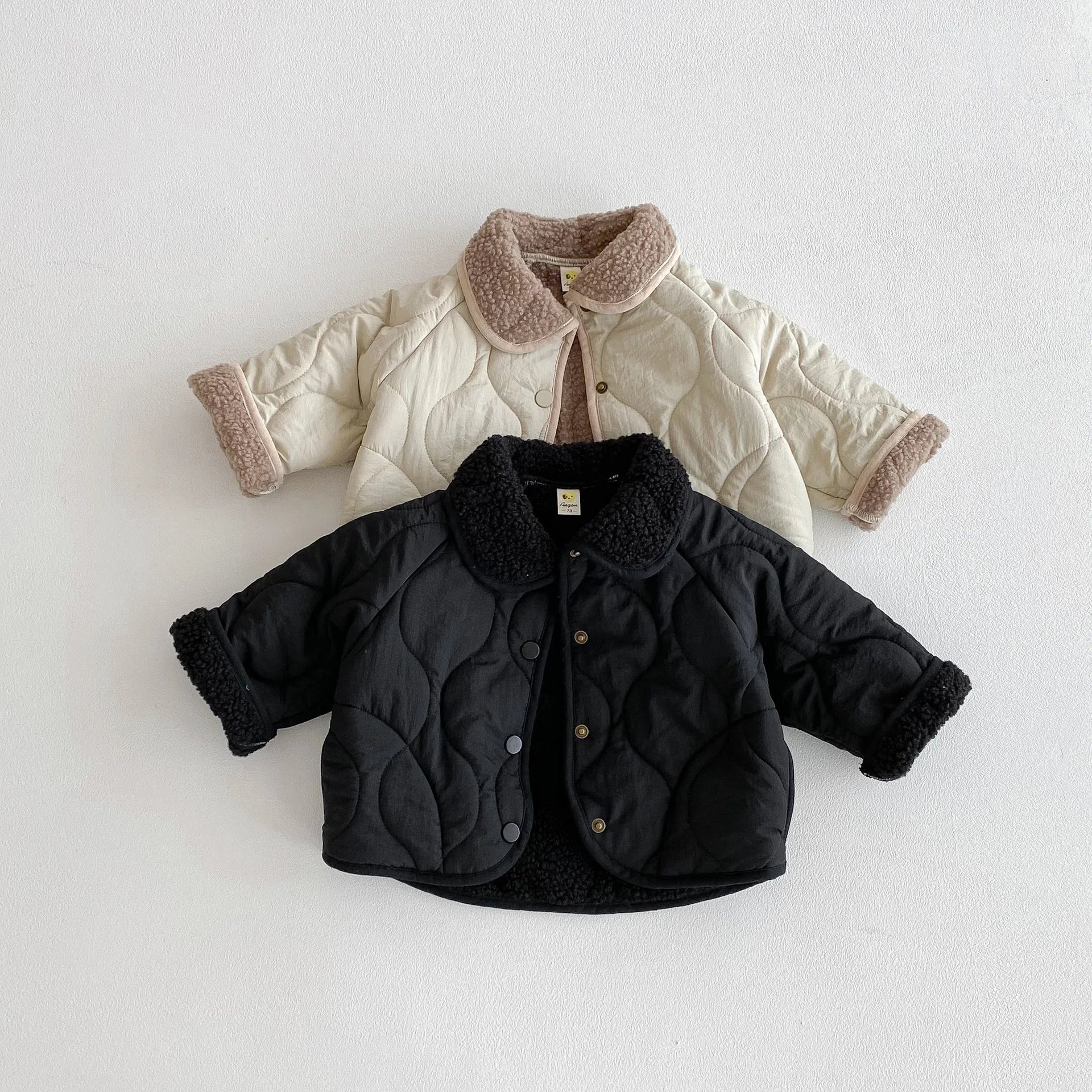 Kids Long Sleeve Warm Home Clothes Toddler Kids Girl Clothes Korean Retro Plus Velvet Baby Boy's Coat Autumn Winter