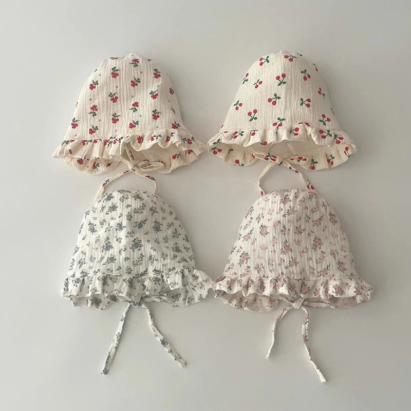 Floral Ear Protection Baby Hat with Adjustable Strap